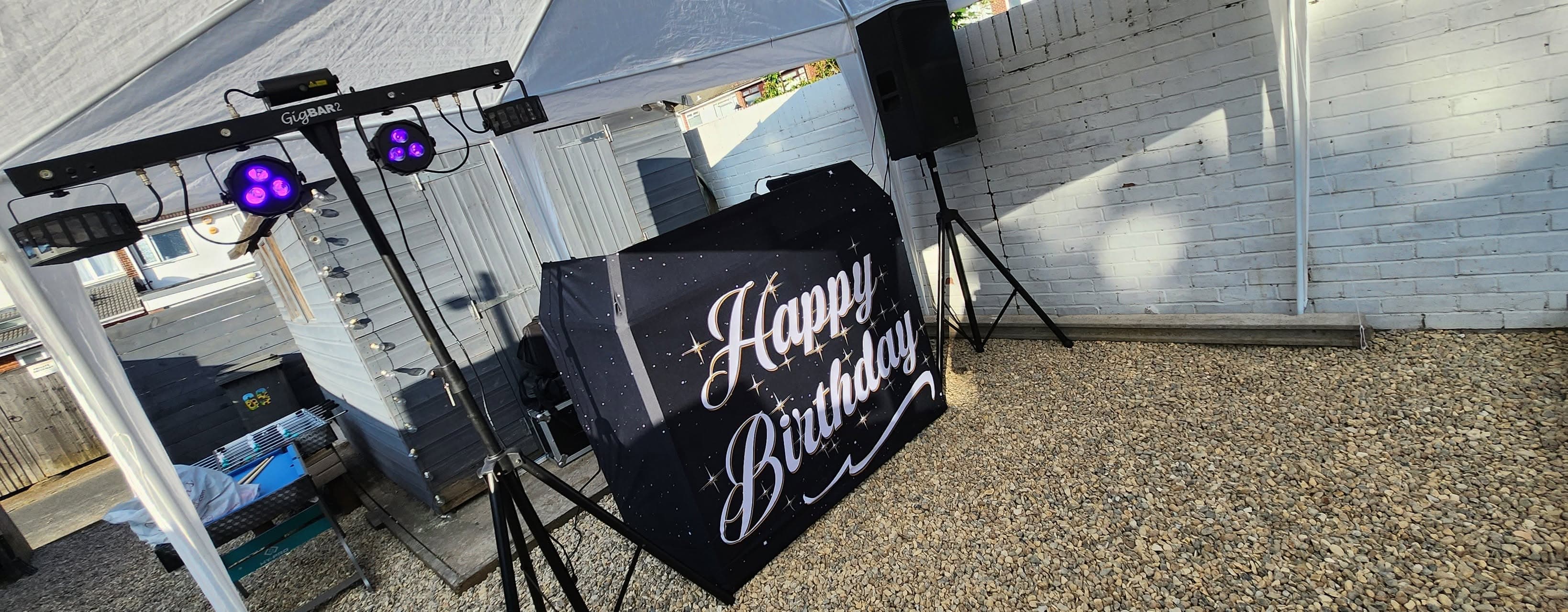 Professional DJ booth and event sound setup