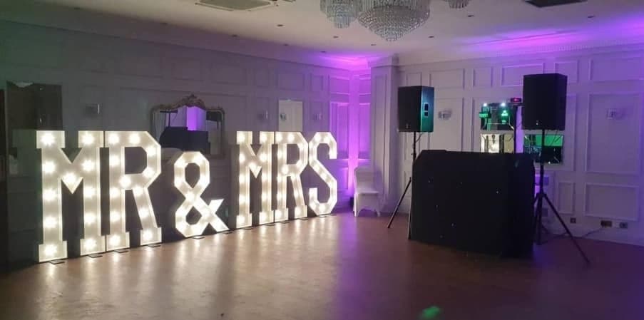 Wedding DJ entertainment at an evening reception