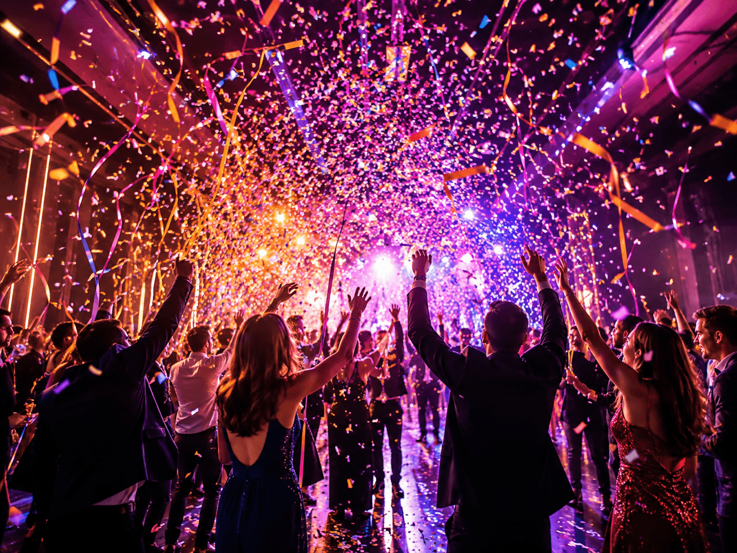 Concept image of confetti and streamers at a celebration