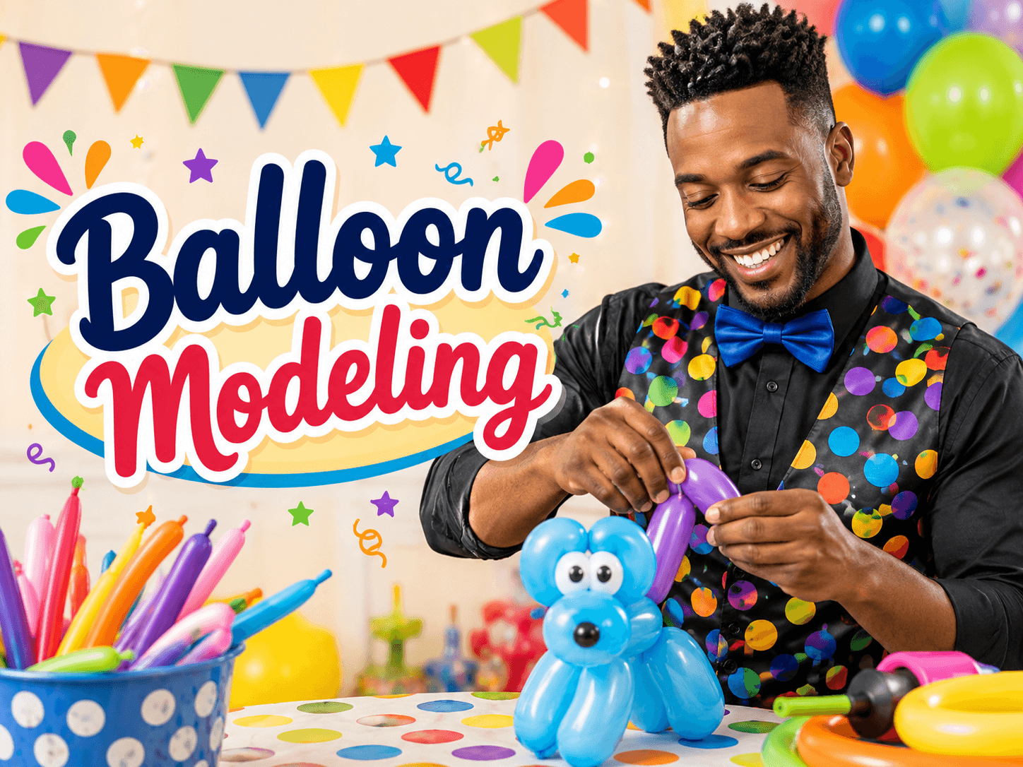 Balloon modelling at a children's celebration