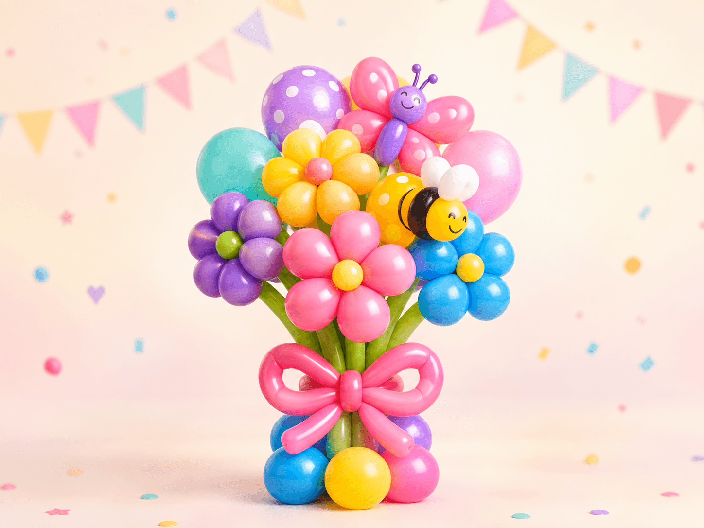 Colourful balloon flower bouquet