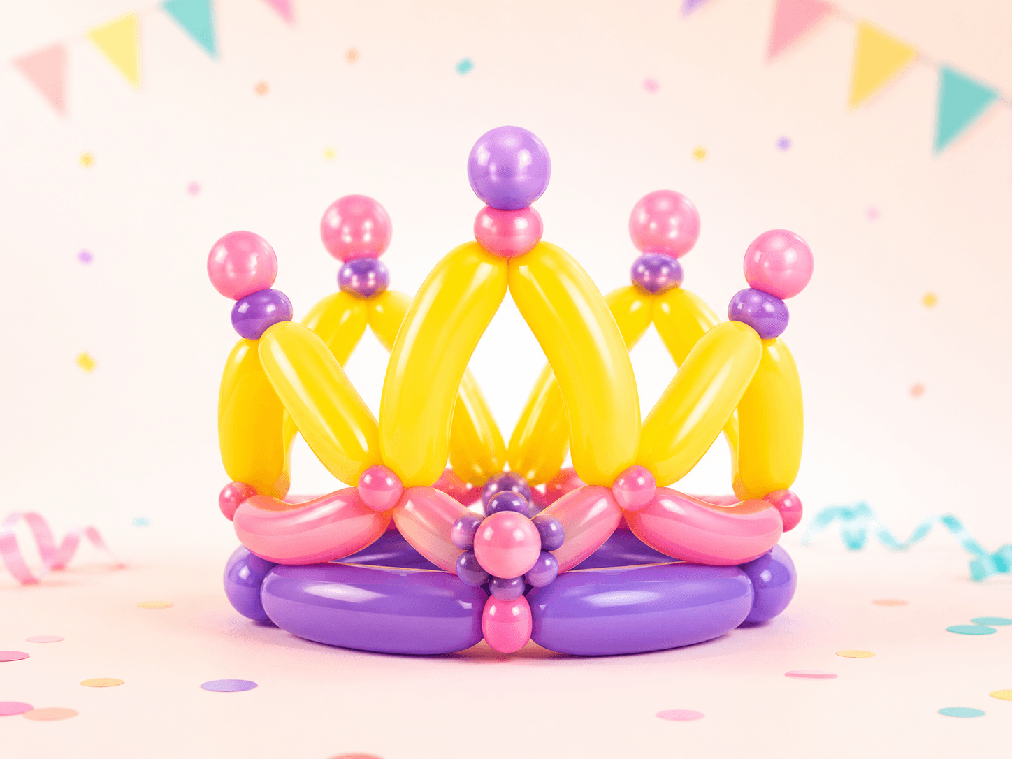 Colourful balloon crown creation