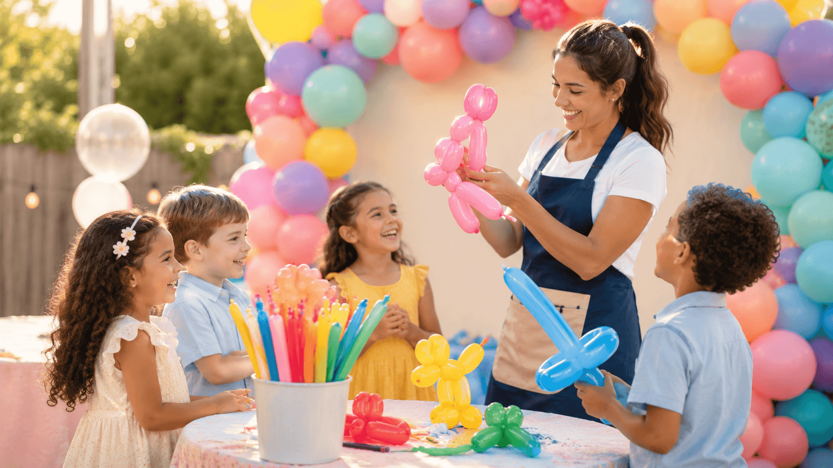 Dedicated balloon modelling activity for children at a party