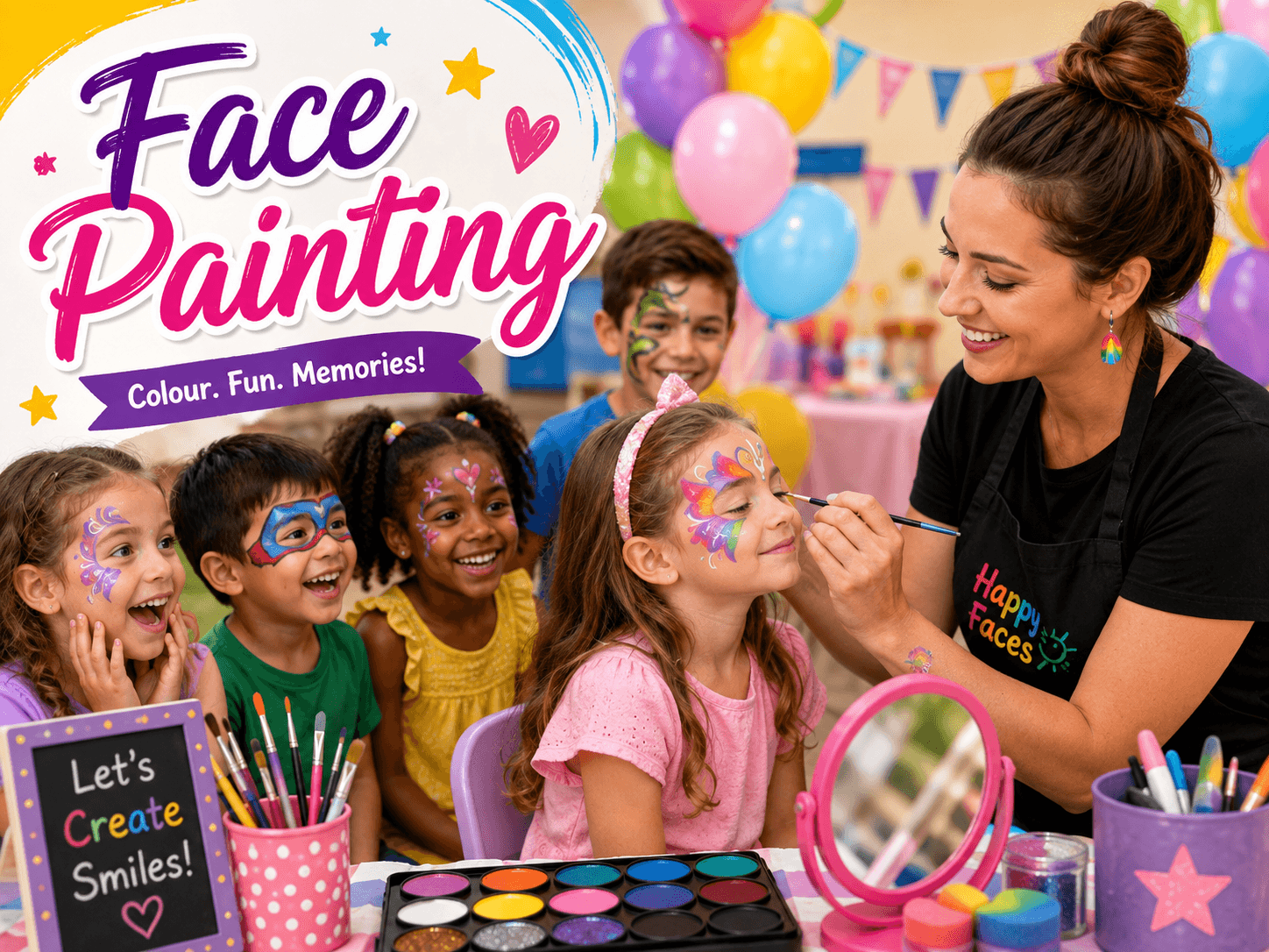 Face painting at a children's party