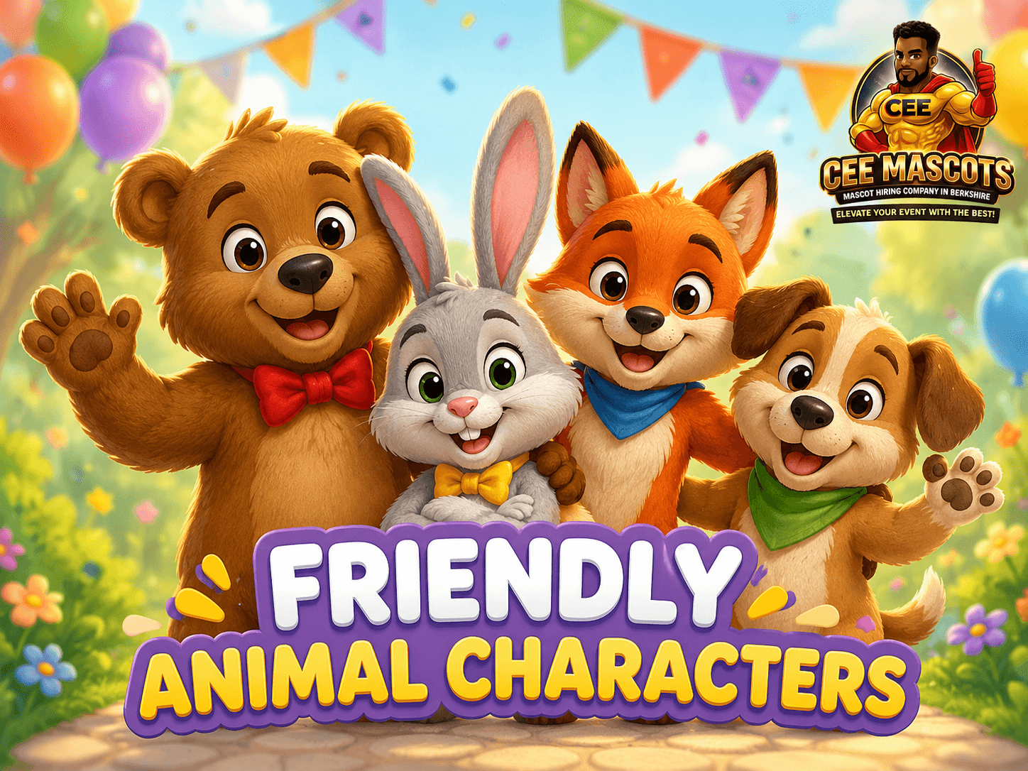 Friendly animal mascot characters from CEE Mascots