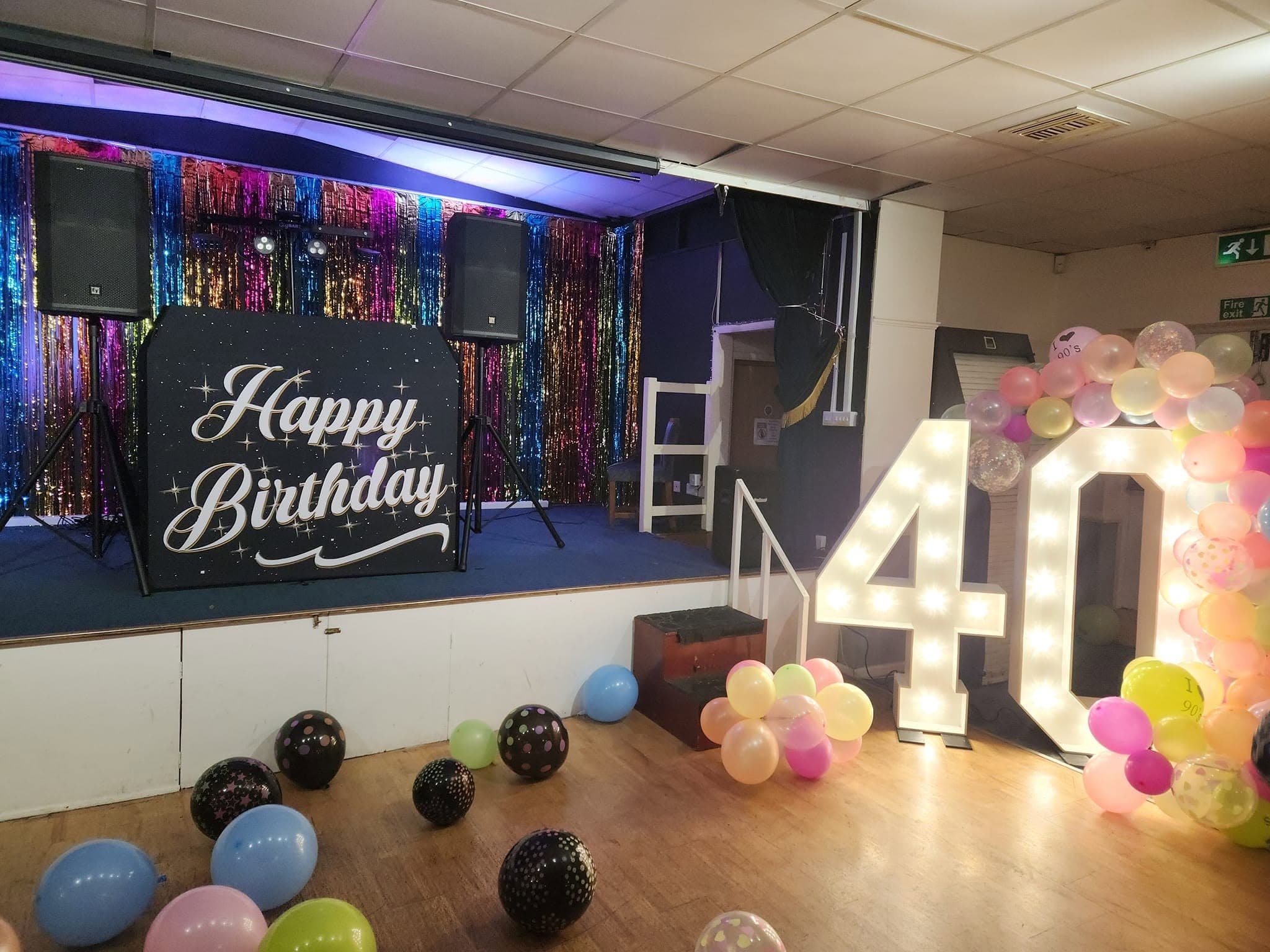 Milestone birthday celebration package with DJ and LED numbers