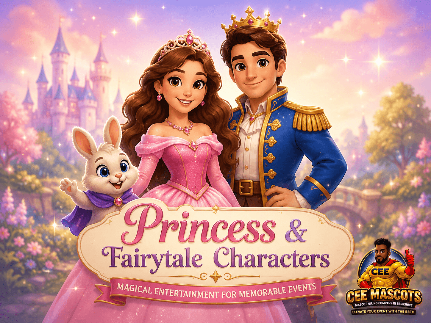 Princess and fairytale-style mascot characters